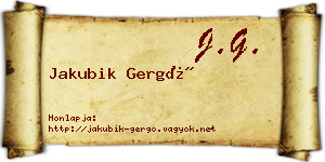 Jakubik Gergő névjegykártya